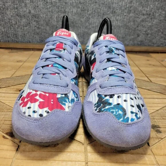 Onitsuka Tiger Serrano Womens Shoes Size 8.5 Blue Floral Retro Athletic Sneakers - Picture 4 of 12